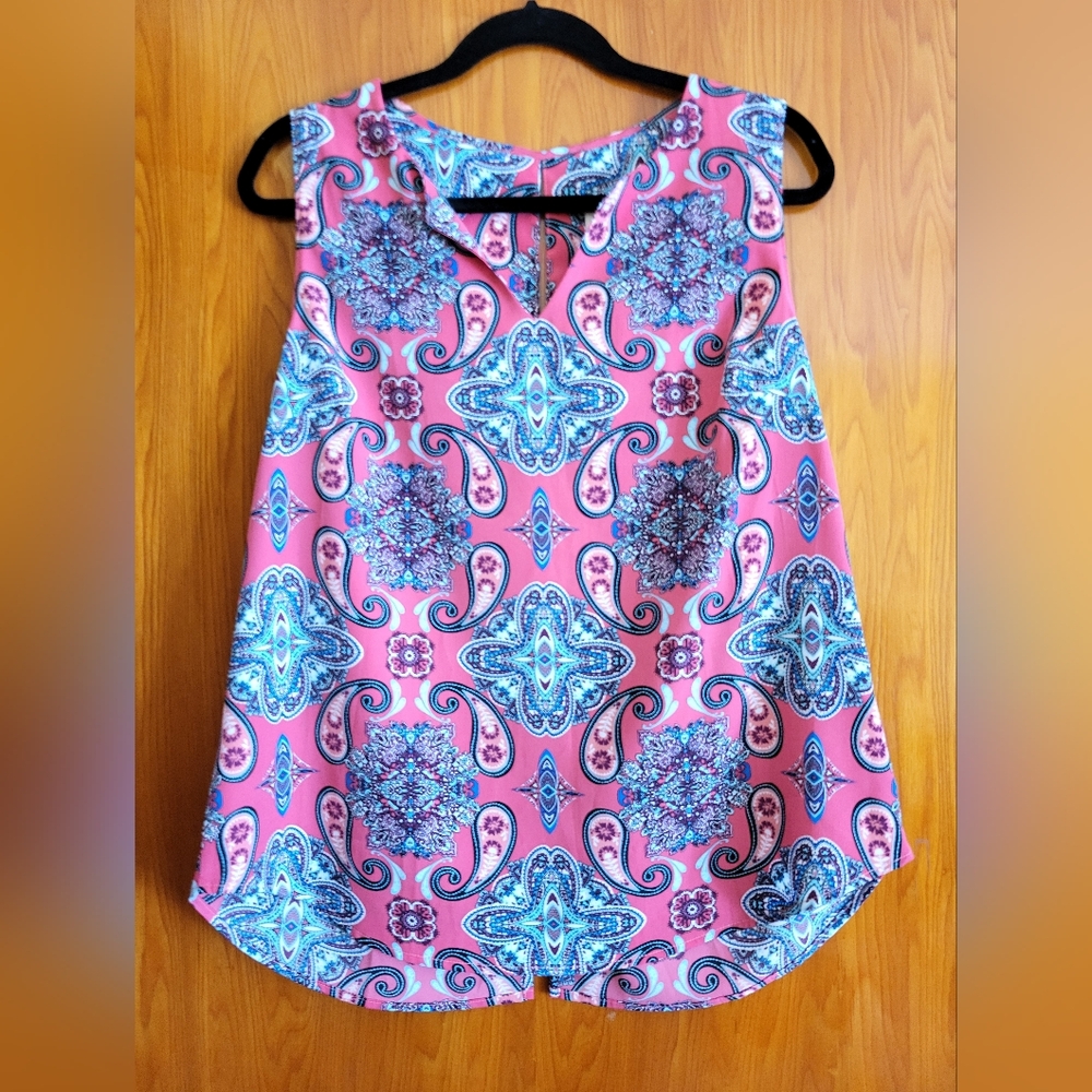 Jory Split Neck Sleeveless Top
